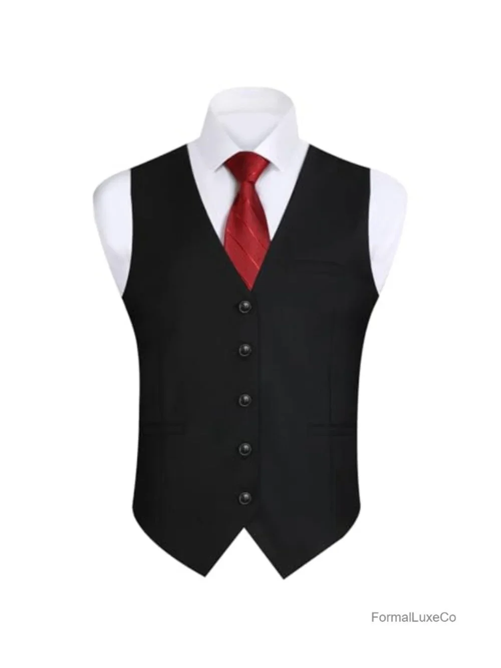 Men's Formal Waistcoat Dress Vest with Pockets Adjustable Back Strap Cotton